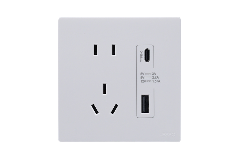 LSDYUSBTCPD20USB+五孔插座-瓷白色